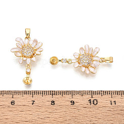 Brass Micro Pave Cubic Zirconia and Enamel Cup Pearl Peg Bails Pin Pendants&nbsp;KK-T079-48G