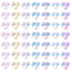 140色の電気メッキ透明ガラスビーズ連売り7個  ハート  多面カット  ABカラー  ミックスカラー  13x14.5x8mm  穴：1.2mm  20個/カラー&nbsp;GLAA-TA0003-84