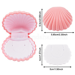 ベルベットのネックレスボックス  シェル形状  女の子のためのアクセサリー箱  ギフト用の箱  ミックスカラー  5.3x5.85x2.9cm&nbsp;VBOX-TAC0001-M