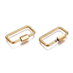 304ステンレススチールスクリューカラビナロックチャーム  ネックレス作り用  長方形  ゴールドカラー  25.5x14.5x4mm  ネジ:7x4.5x4mm&nbsp;X-STAS-K195-01G
