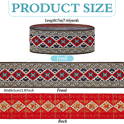 7M Ethnic Style Polyester Rhombus Jacquard Ribbon&nbsp;OCOR-WH0086-98A