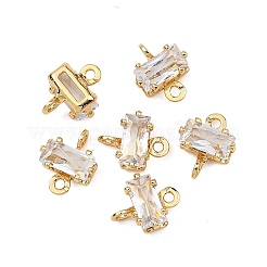 SHEGRACE Brass Pave Cubic Zirconia Rectangle Connector Charms&nbsp;XGRQ2O372-438A-G