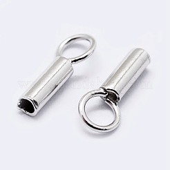 ロジウムメッキ925スターリングシルバーコードエンド  プラチナ  7.5~8.5x3.5mm  穴：3mm  内径：3mm&nbsp;X-STER-F036-21P-3mm