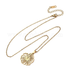 304 Stainless Steel Flower Pendant Cable Chain Necklaces for Men Women&nbsp;NJEW-K308-05A-G