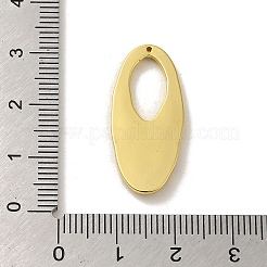 304ステンレスペンダント  オーバルチャーム  18KGP本金メッキ  28.5x13x2.4mm  穴：0.6mm&nbsp;STAS-Q322-15G-03