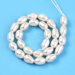 天然養殖淡水パールビーズ連売り  ライス  乳白色  5~7.5x4~4.8mm  穴：0.4mm  約54~72個/連  13.98~14.29''（35.5~36.3センチメートル）&nbsp;PEAR-N012-04W
