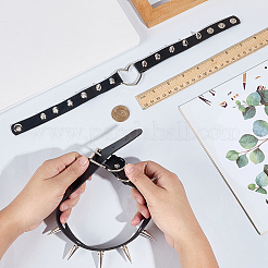 2Pcs 2 Styles Adjustable Gothic PU Leather Alloy Heart Spike Rivet Choker Necklaces for Women&nbsp;NJEW-CL0001-16