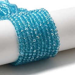 電気メッキガラスビーズセット  ABカラーメッキ  多面カット  ロンデル  空色  2.9~3.3x2 mm幅  穴：0.8~1mm、約105~110個/連  29~31cm&nbsp;EGLA-D020-3x2mm-41