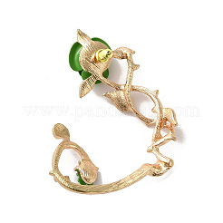女性用合金ローズクライマーラップアラウンドスタッドピアス  グリーン  62x43x14.5mm  ピン：1mm&nbsp;EJEW-A096-01D