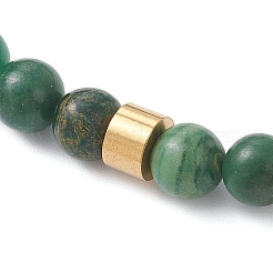 Natural West African Jade  Round & 304 Stainless Steel Beads Stretch Bracelets for Men Women&nbsp;BJEW-JB12920