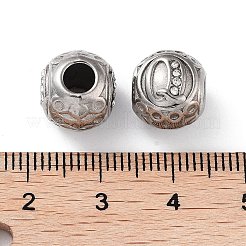 304ステンレススチールラインストーンヨーロピアンビーズ  丸い大きな穴ビーズ  18KGP本金メッキ  文字でのラウンド  文字Q  11x10mm  穴：4mm&nbsp;STAS-A092-10Q-P