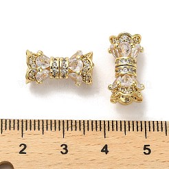 真鍮製マイクロパヴェキュービックジルコニアビーズ  カドミウムフリー＆ニッケルフリー＆鉛フリー  18KGP本金メッキ  透明  16x8mm  穴：1.6mm&nbsp;ZIRC-P112-05G-03
