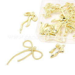 20本10スタイルアロイペンダント  蝶結び  ゴールドカラー  20~44x12~30.5x2~5mm  穴：1~1.8mm  2個/スタイル&nbsp;FIND-FP0002-95