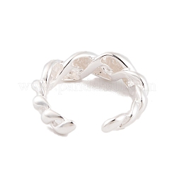 925 Sterling Silver Twist Cuff Open Rings for Women Men&nbsp;RJEW-P105-02S