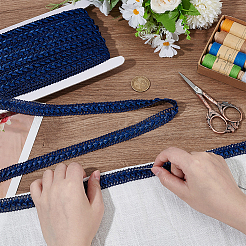 ポリエステルレーストリム  三角リボン  洋服アクセサリー  ダークブルー  3/4インチ（18mm）  約27.34ヤード（25m）/ロール&nbsp;OCOR-WH0078-421C
