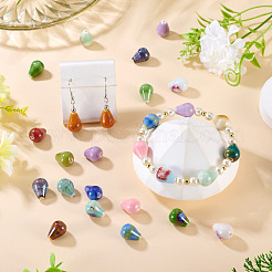 手作り磁器ビーズ20個  ファンシーアンティーク施釉磁器  ティアドロップ  ミックスカラー  14~15.5x10.5~11.5mm  穴：1.6~2mm&nbsp;PORC-TA0001-24