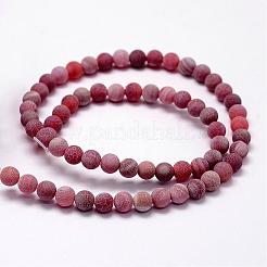 つや消しの天然風化瑪瑙ビーズ連売り  ラウンド  染め＆加熱  レッド  8mm  穴：1mm  約48個/連  14.5インチ&nbsp;G-F367-8mm-04