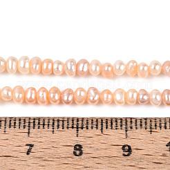 天然養殖淡水パールビーズ連売り  フラットラウンド  桃パフ  2~3x2.5~4.5x2.5~4.5mm  穴：0.5mm  約67~77個/連  6.69~7.09インチ（17~18cm）&nbsp;PEAR-N025-01C