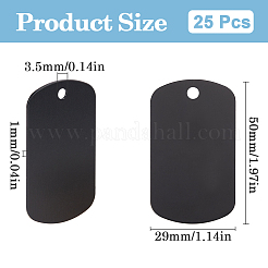アルミペンダント25個  空白のタグ  長方形  ブラック  50x29x1mm  穴：3.5mm&nbsp;FIND-SP0002-46A