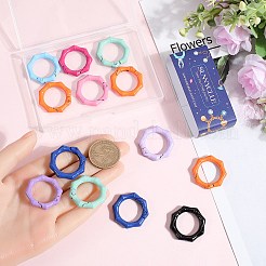 スプレー塗装された合金スプリングゲートリング16個  八角形  ミックスカラー  31x6mm&nbsp;FIND-SC0012-72