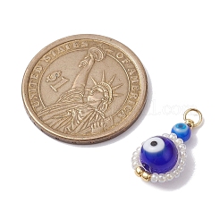 ランプワークとガラスのシードビーズペンダント  丸カン付き  ナザールボンジュウのチャーム  ミックスカラー  20.5x11x7.5mm  穴：3mm&nbsp;PALLOY-MZ00182