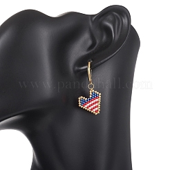Heart Glass Seed Beaded Leverback Earrings&nbsp;EJEW-MZ00692