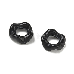 不透明なアクリルビーズ  大穴ビーズ  ウェーブリング  ブラック  15x5mm  穴：7mm  約1000個/500g&nbsp;AC-CBA5019-10A