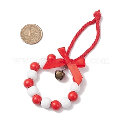 3Pcs Wood Beads Christmas Wreath Pendant Decoration&nbsp;HJEW-JM03829