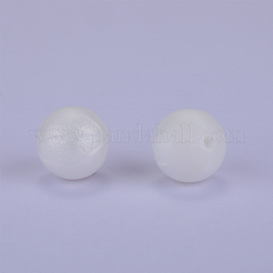 丸いシリコン焦点ビーズ  ホワイト  15mm  穴：2mm&nbsp;SI-JX0046A-41