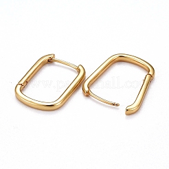 真鍮huggieフープピアス  長持ちメッキ  長方形  18KGP本金メッキ  22x16x2mm  ピン：0.8mm&nbsp;LS-KK-H741-05G