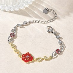 Brass Micro Pave Clear Cubic Zirconia Link Chain Bracelets for Women&nbsp;BJEW-C156-05GP