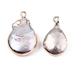 Electroplate Natural Baroque Pearl Keshi Pearl Pendants&nbsp;PEAR-Q008-22G