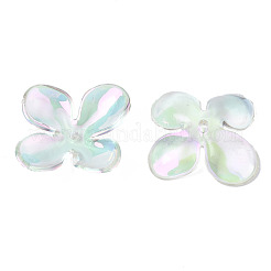 透明なアクリルビーズ  ABカラーメッキ  花  クリアAB  27x26x6mm  穴：1.8mm  約670個/500g&nbsp;PACR-N012-001