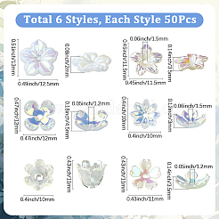 300Pcs 6 Styles ABS Plastic Imitation Pearl & Acrylic Bead Caps&nbsp;OACR-SC0002-35