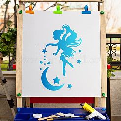 ペットのプラスチック製の描画絵画ステンシルテンプレート  長方形  フェアリー模様  30x20cm&nbsp;DIY-WH0284-003