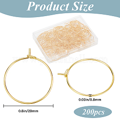 真鍮製ワイングラスチャームリング200個。  フープピアスパーツ  ニッケルフリー  ゴールドカラー  20x0.8mm  20ゲージ&nbsp;KK-SP0001-31A-G