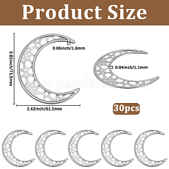 鉄製ペンダント30個  ムーン  71.5x61.5x1.1mm  穴：1.6mm&nbsp;IFIN-GF0001-57