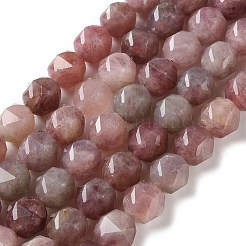 天然マダガスカル ローズクォーツビーズ連売り  ファセットスターカットラウンドビーズ  12~12.5x12.5~13x11~11.5mm  穴：1.2mm  約31個/連  15.08~15.24''（38.3~38.7センチメートル）&nbsp;GG-CBABD99-05
