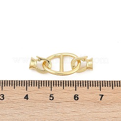 楕円形の真鍮製折りたたみ留め具  長持ちメッキ  鉛フリー＆カドミウムフリー  ラックめっき  18KGP本金メッキ  27.5mm&nbsp;KK-U062-43G