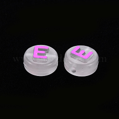 蓄光アクリルビーズ  水平穴  ランダムな混合文字でフラットラウンド  暗紫色  10x6mm  穴：2mm  約1500~1580個/500g&nbsp;LACR-Q003-001E