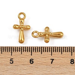 304ステンレスペンダント  イオンプレーティング（ip）  クロスチャーム  18KGP本金メッキ  16x9x5mm  穴：1.8mm&nbsp;STAS-F317-17C-G