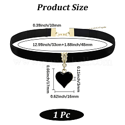 Alloy Enamel Heart Pendant Black Velvet Choker Necklaces for Women&nbsp;NJEW-WH20014-01B