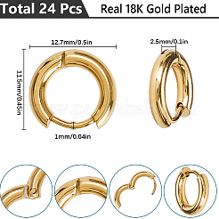 304ステンレススチール製ハギーフープピアス12組  低刺激性のイヤリング  ニッケルフリー  リング  18KGP本金メッキ  10ゲージ  13x12x2.5mm  ピン：1mm&nbsp;EJEW-SC0001-58