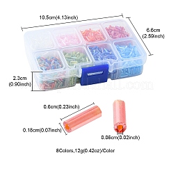 96g 8色透明色レインボーガラスラッパビーズ  ABカラー  ミックスカラー  6x1.8mm  穴：0.6mm  約12g /カラー&nbsp;SEED-YW0002-34