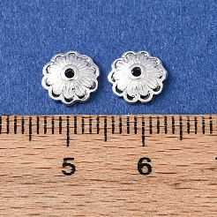 真鍮製ビーズキャップ  花  カドミウムフリー＆鉛フリー  ラックめっき  長持ちメッキ  925銀メッキ  7.5x2.5mm  穴：1.2mm&nbsp;KK-C157-03E-S