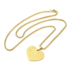 201 Stainless Steel Box Chain Arabic Heart Pendant Necklaces for Women&nbsp;LS-NJEW-M008-02G
