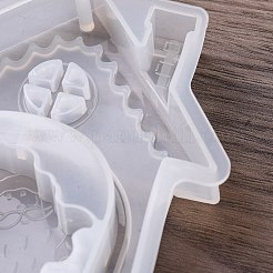 クリスマステーマ DIY ペンダント デコレーション シリコン型  エポキシ樹脂工芸品作り  ホワイト  ハウス  129x92x15.5mm  穴：3mm&nbsp;DIY-F151-01C