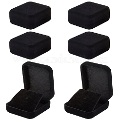 ベルベットのジュエリーギフト収納ボックス  長方形  ブラック  5.85x5.35x2.35cm&nbsp;CON-CY0001-01B-01