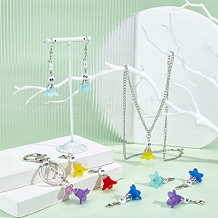 50Pcs 5 Colors Frosted Flower Transparent Acrylic Pendant Decoration&nbsp;HJEW-HY0001-01