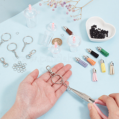 コーラカップのキーホルダー作りキット  プラスチックペンダントを含む  アクリルビーズ  アイアンスプリットリング＆スプリットキーホルダー  合金製回転式ナスカンカニカン  タッセルペンダントの装飾  ミックスカラー  176個/セット&nbsp;DIY-AR0003-65